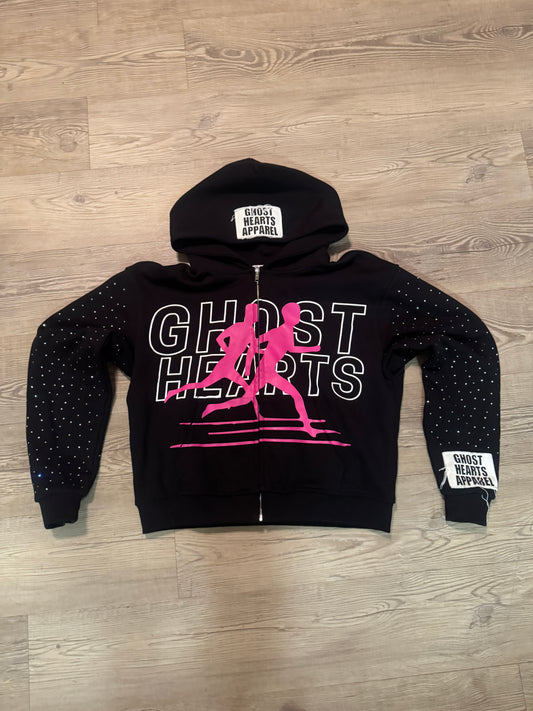 Go Ghost Rhinestone Zip Up