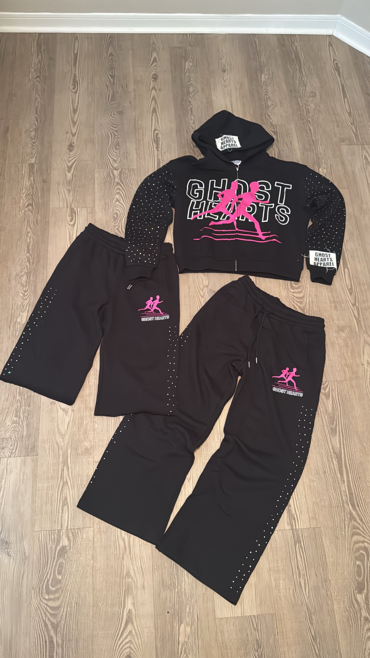 Go Ghost Rhinestone Zip Up